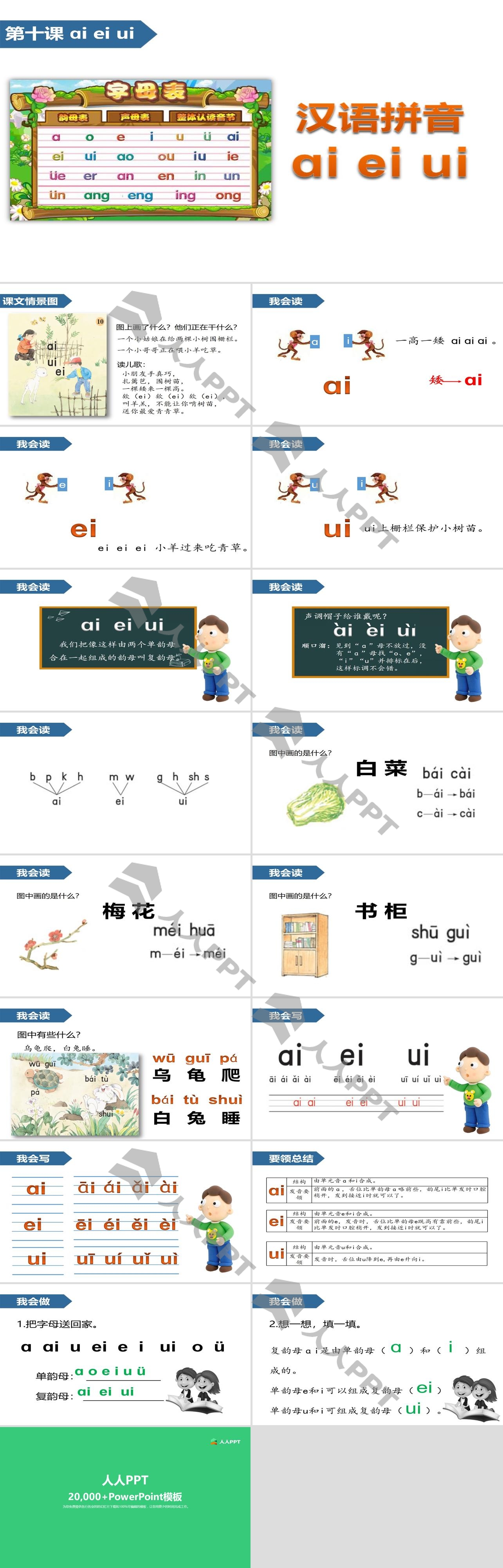 《aieiui》汉语拼音PPT长图