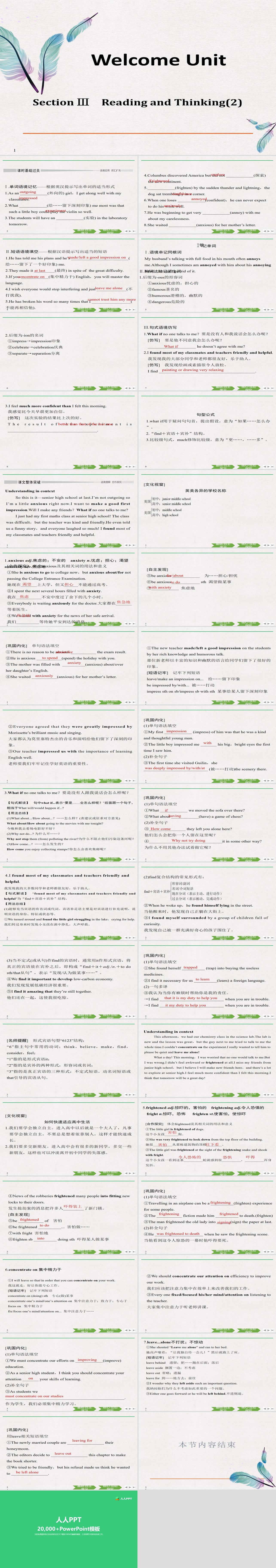 《Welcome Unit》Reading and Thinking PPT课件长图