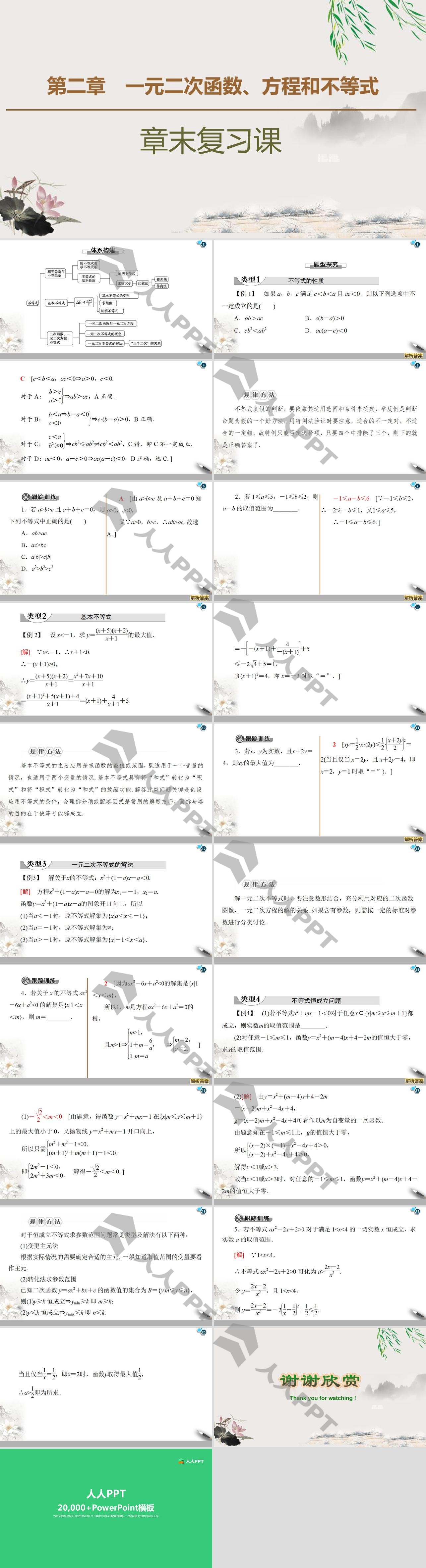 《章末复习课》一元二次函数、方程和不等式PPT长图