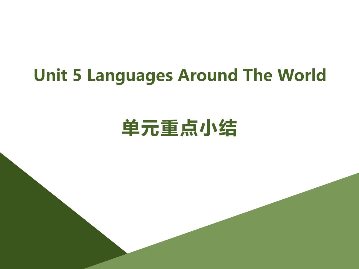 《Languages Around The World》单元重点小结PPT