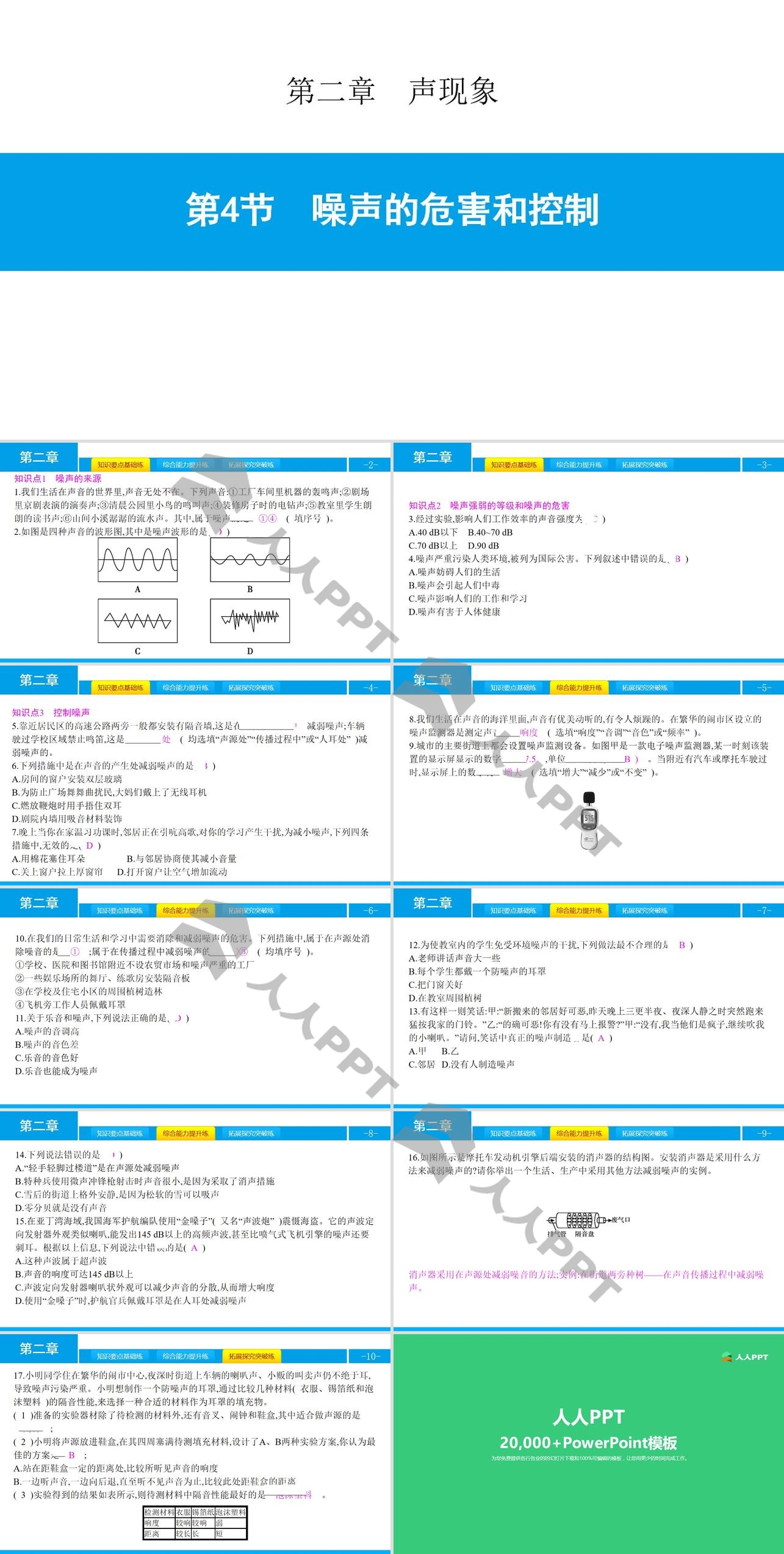 《噪声的危害和控制》声现象PPT教学课件长图