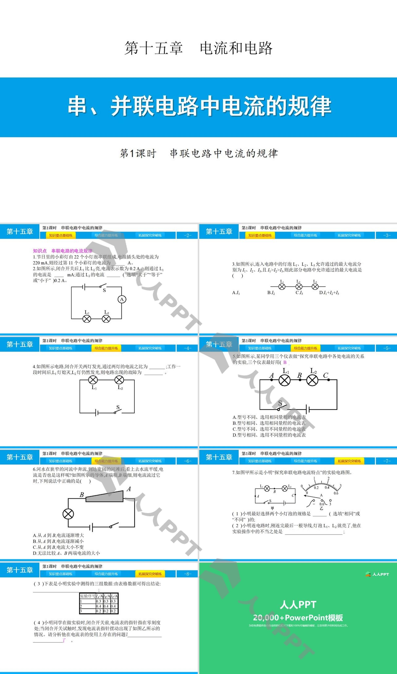 《串、并联电路中电流的规律》电流和电路PPT(第1课时)长图