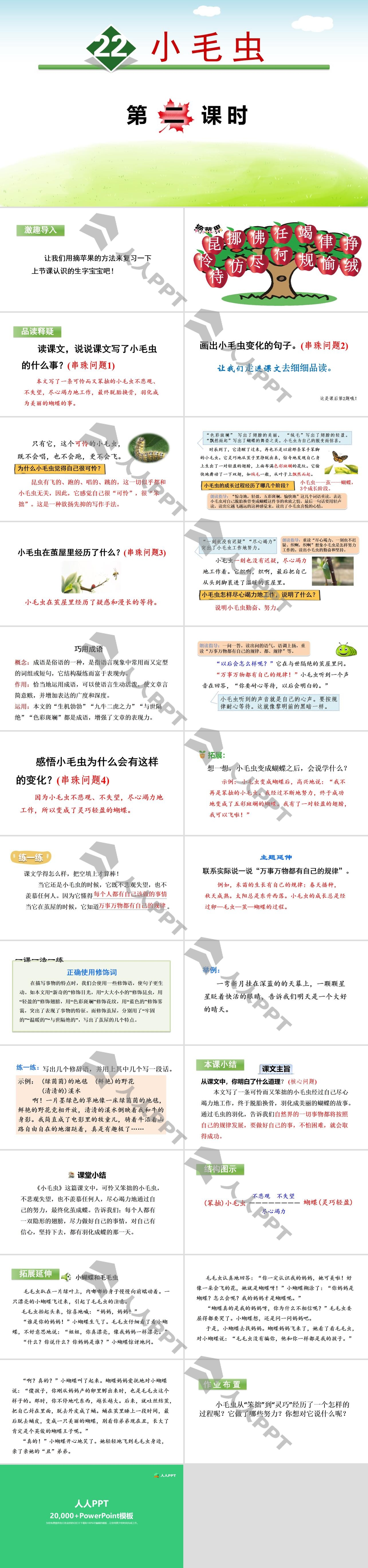 《小毛虫》PPT(第二课时)长图