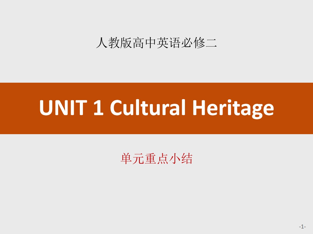 《Cultural Heritage》单元重点小结 PPT