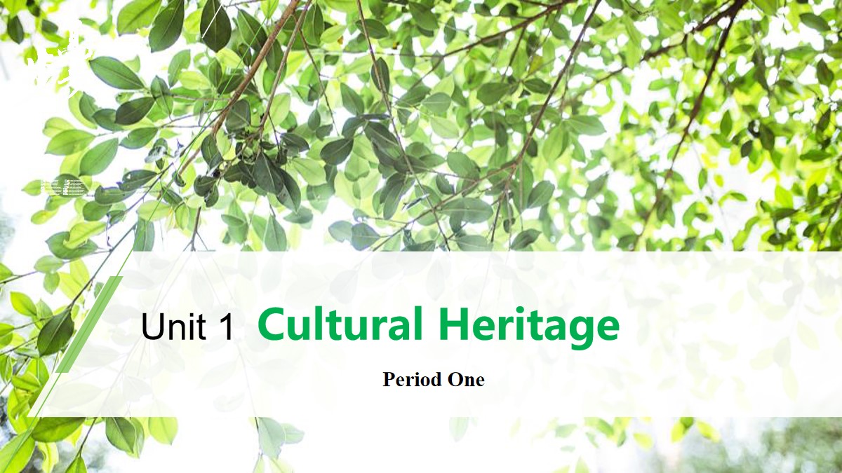 《Cultural Heritage》Period One PPT