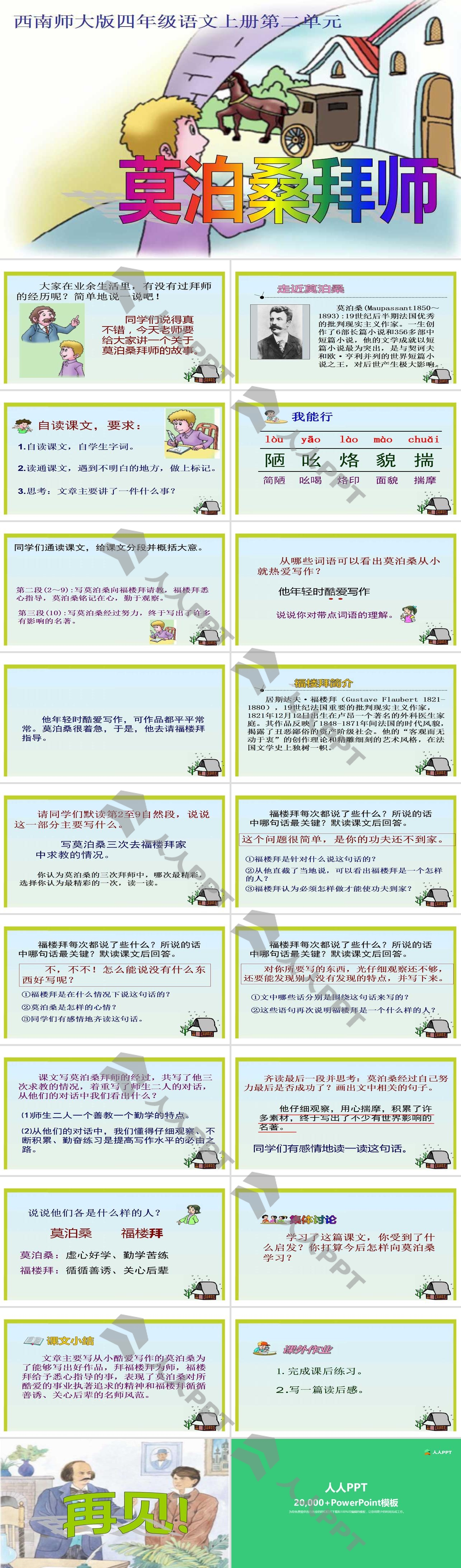 《莫泊桑拜师》PPT课件长图