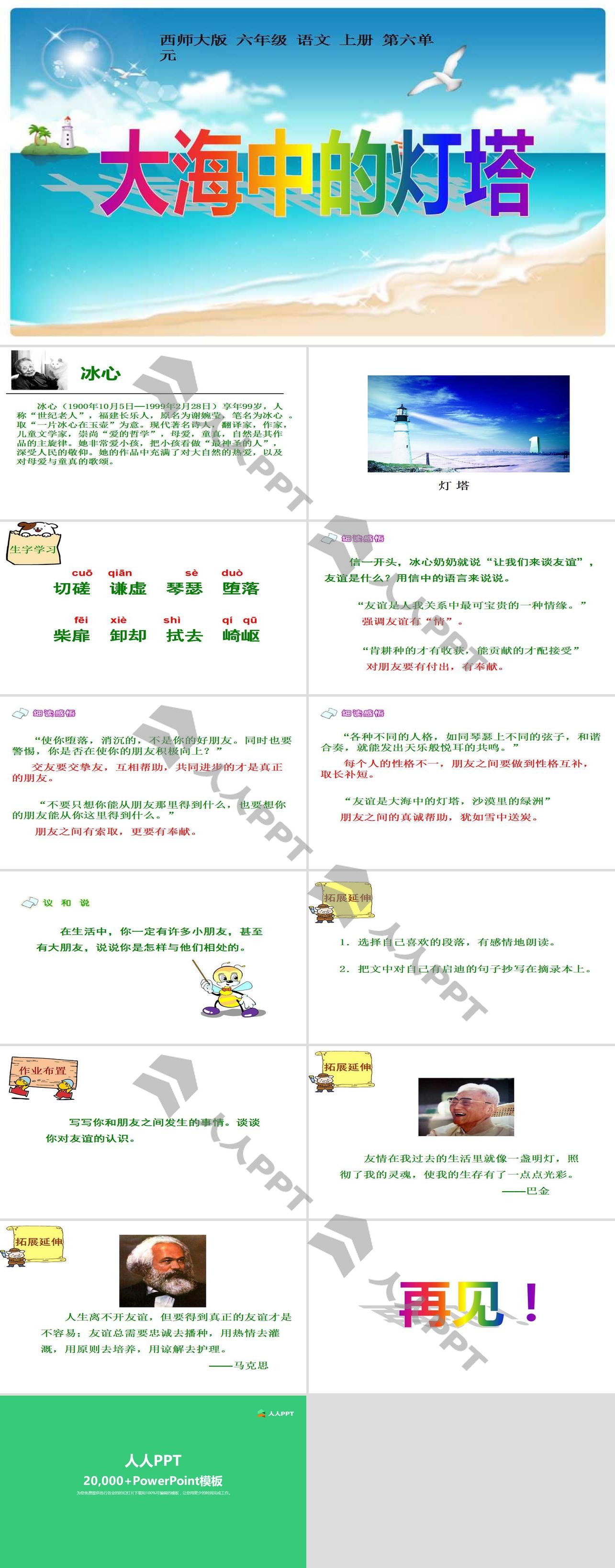 《大海中的灯塔》PPT课件长图