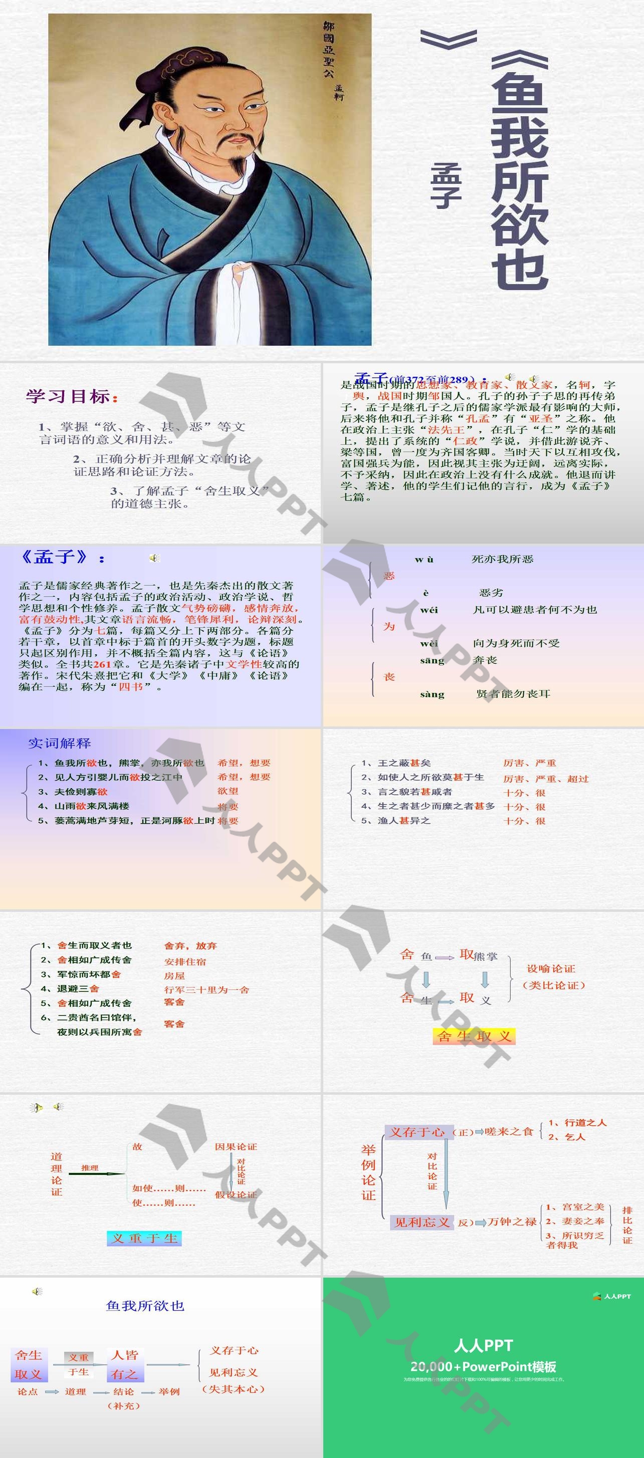 《鱼我所欲也》PPT课件3长图