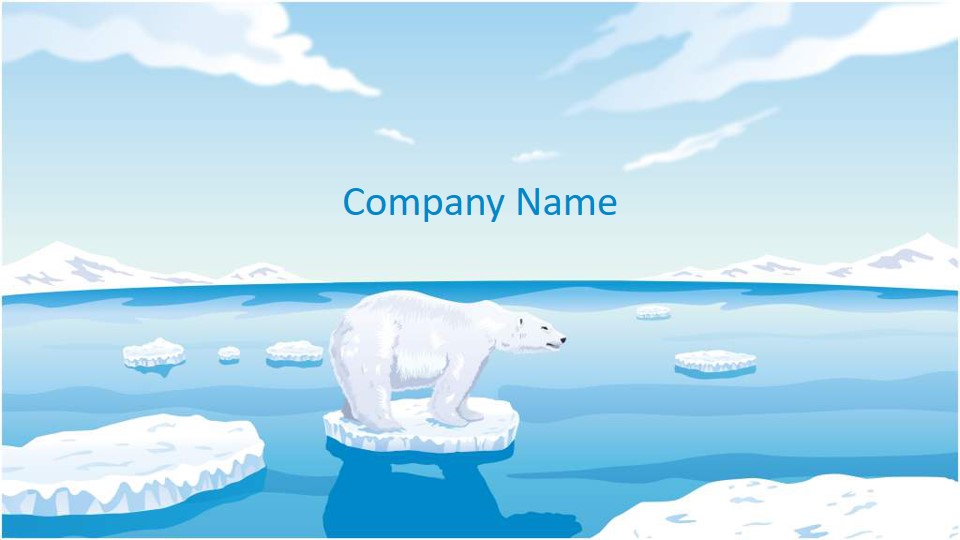 白极熊动物卡通PPT模板