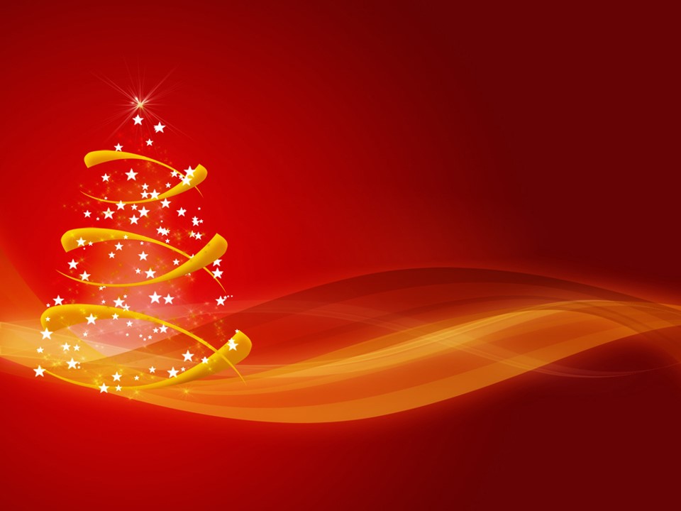 漂亮抽象圣诞树炫丽喜庆红圣诞节PPT模板