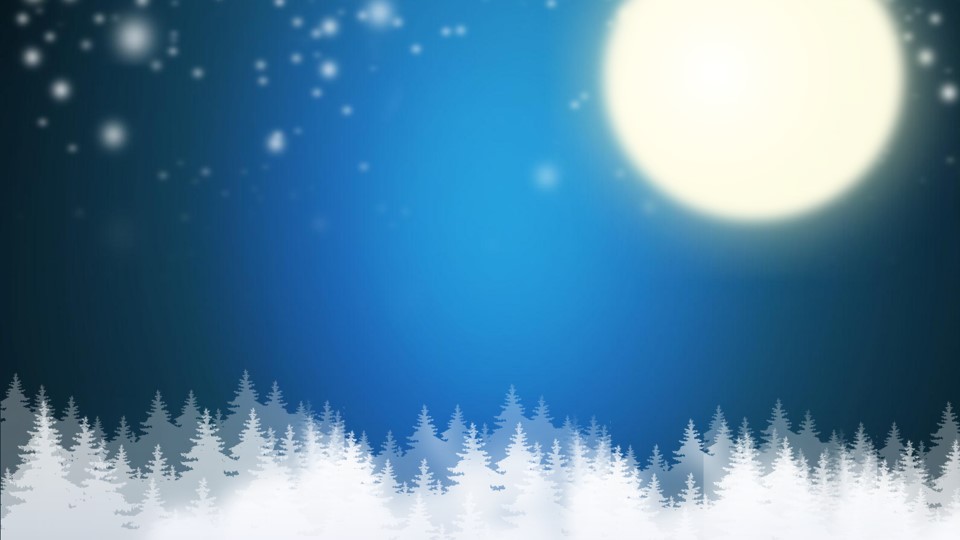 大雪纷飞圣诞老人送礼物――圣诞节音乐祝福贺卡PPT模板