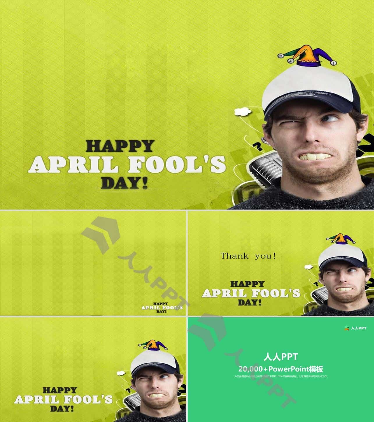 Happy April Fool's Day――搞怪整蛊的万圣节PPT模板长图