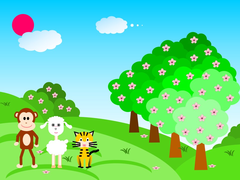 森林赛跑比赛――手绘矢量卡通动物园儿童节PPT模板