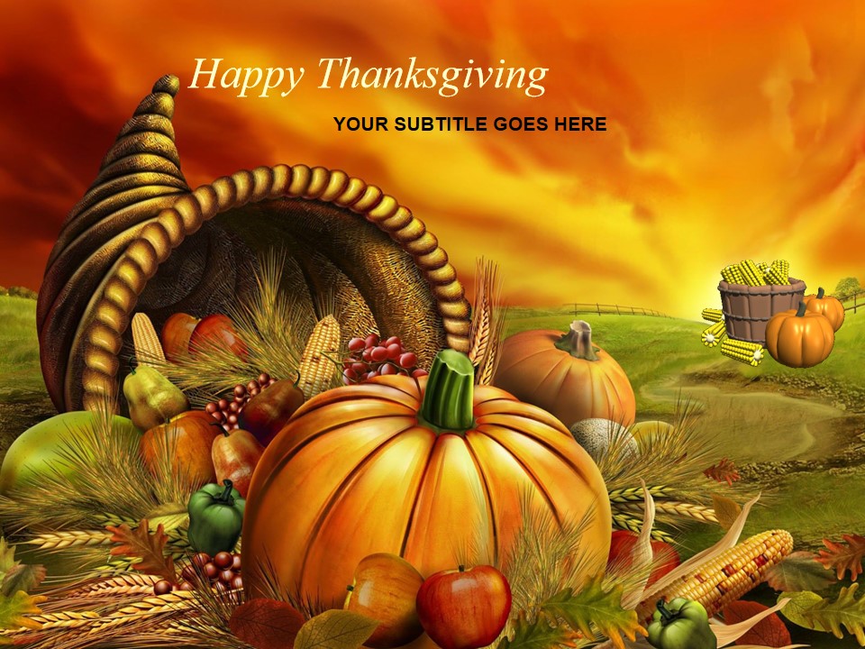 Happy Thanksgiving南瓜玉米食物主题感恩节PPT模板（3套）