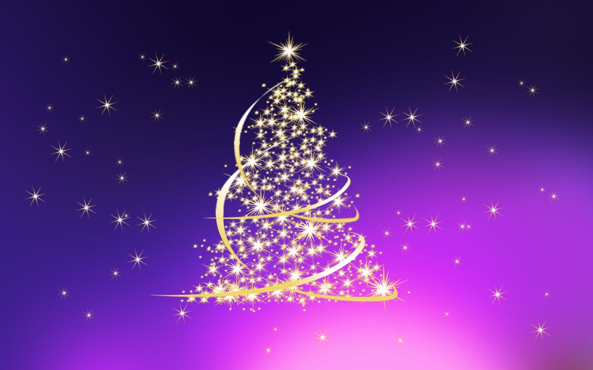 紫色圣诞树背景PPT模板