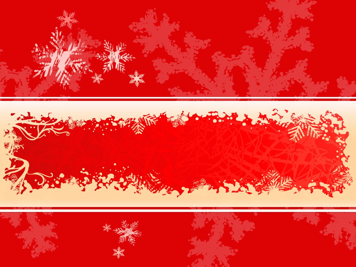 红色雪花背景圣诞节PPT模板