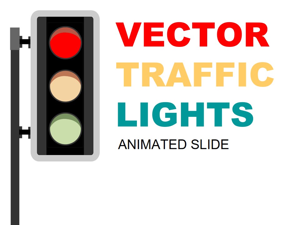 闪烁的交通红绿灯PPT模板