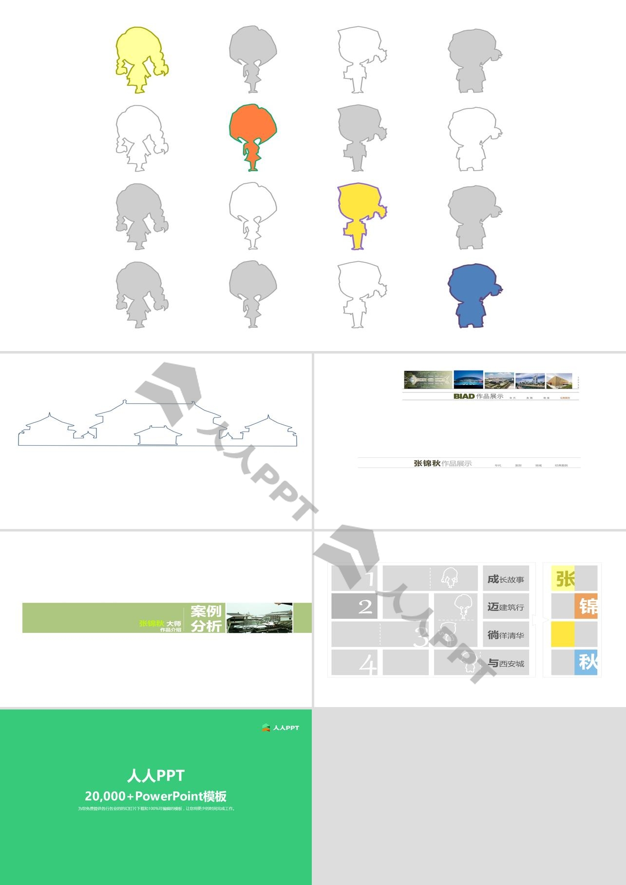 作品展示案例分析PPT模板长图