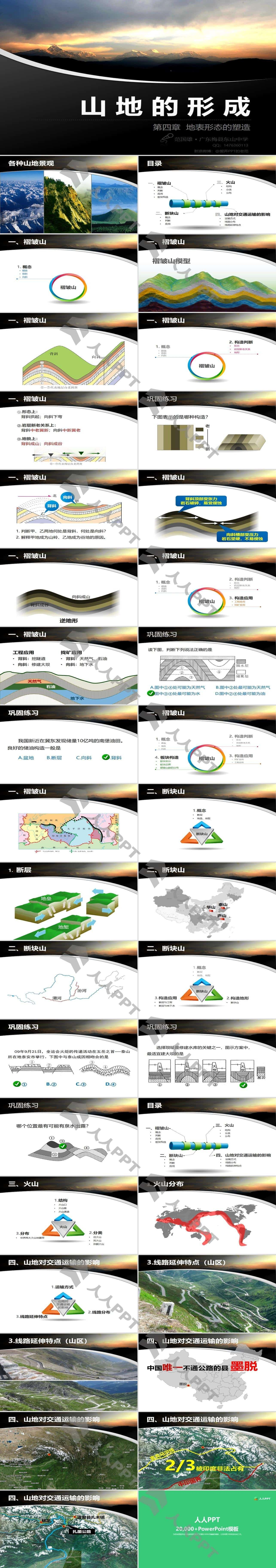 山地的形成――地表形态的塑造PPT课件模板长图