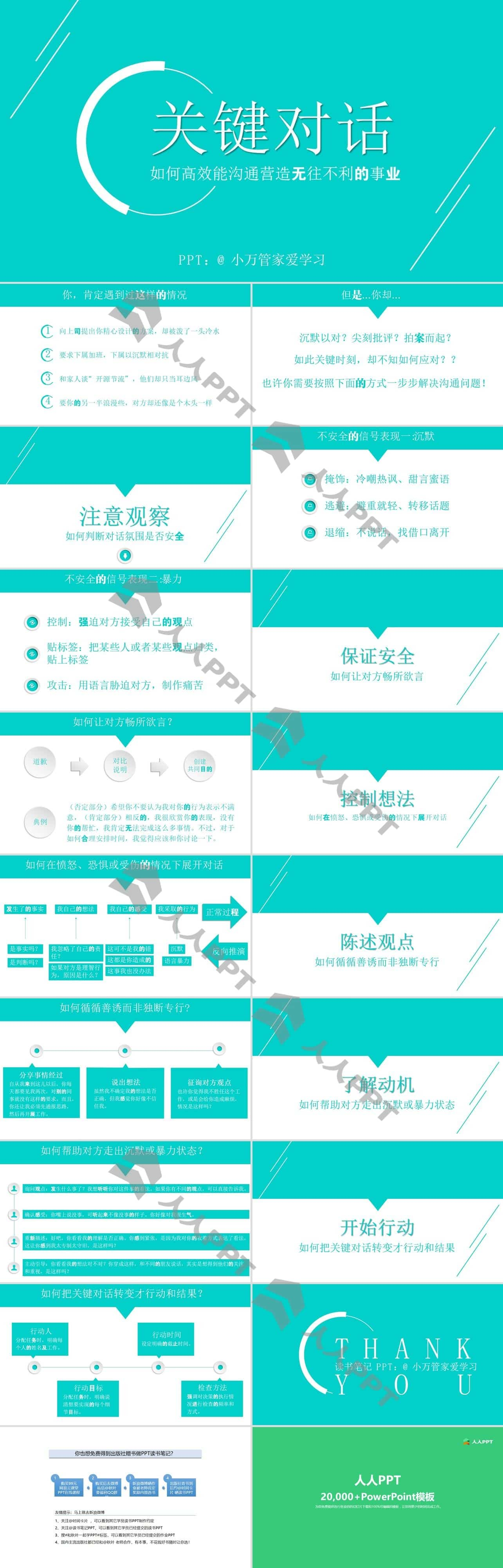 如何高效能沟通营造无往不利的事业《关键对话》PPT读书笔记模板长图