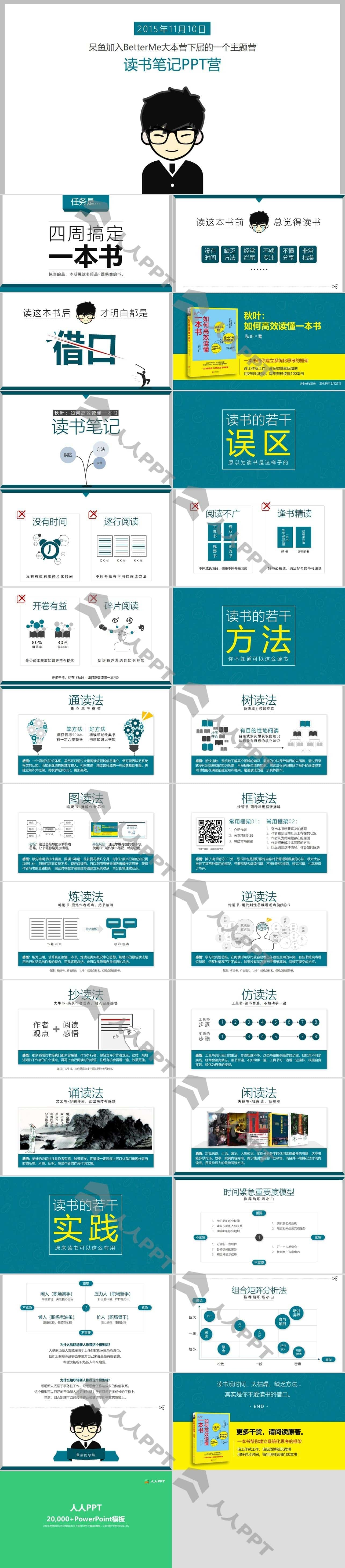 《秋叶：如何高效读懂一本书》读书笔记PPT模板长图