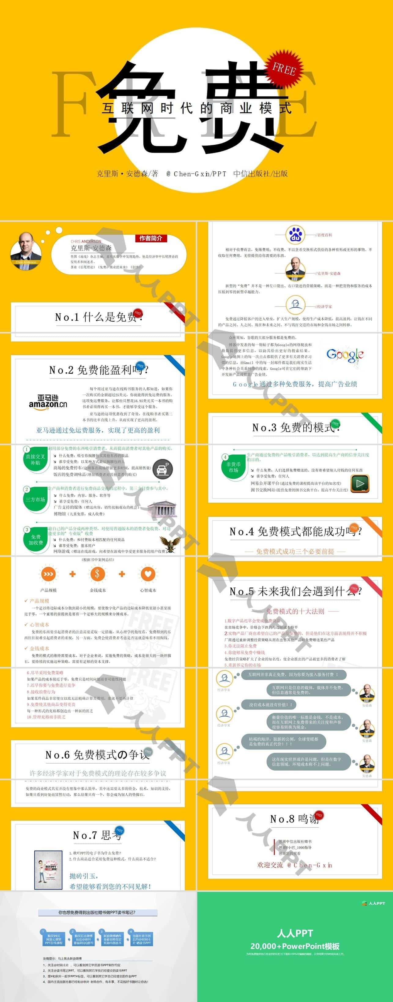 互联网时代的商业模式《免费》读书笔记PPT模板长图