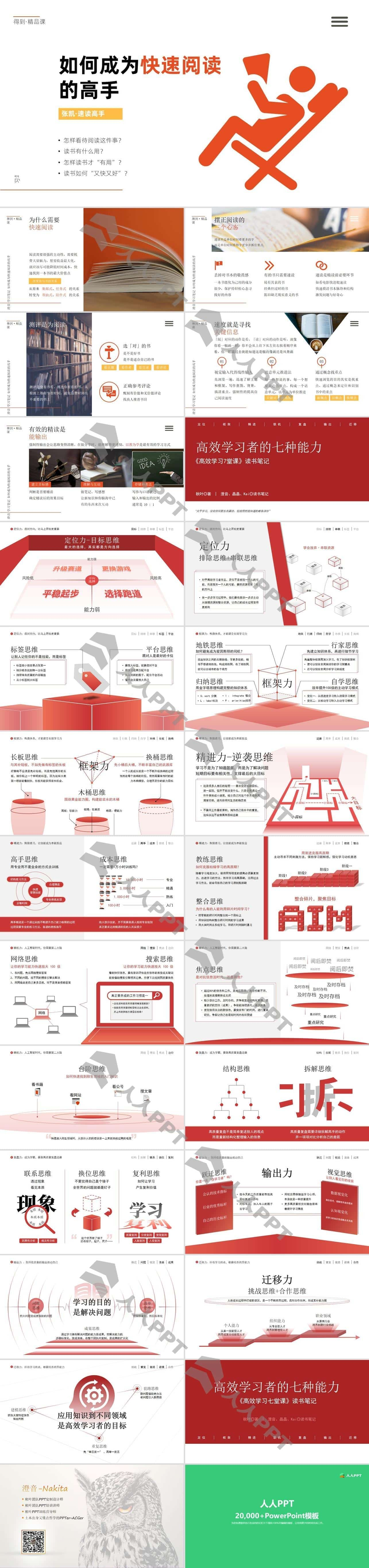 《高效学习7堂客》怎样成为快速阅读高手读书笔记PPT模板长图