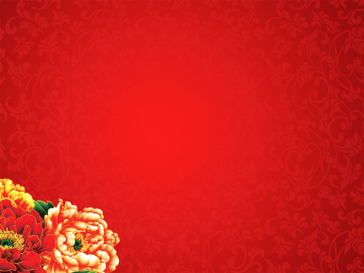 红色富贵牡丹新年幻灯片背景图片