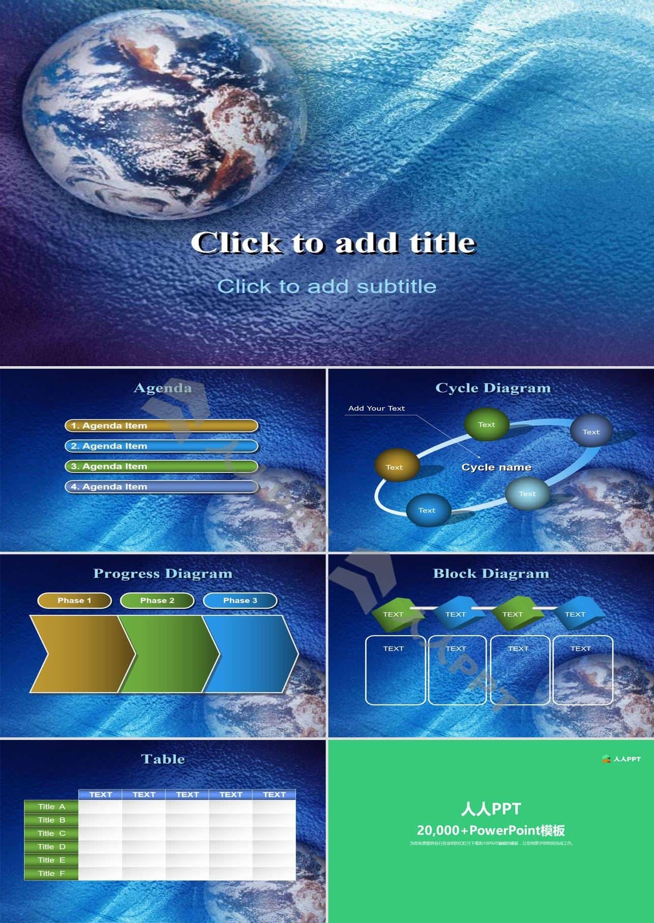 地球 海洋经典商务PPT模板长图