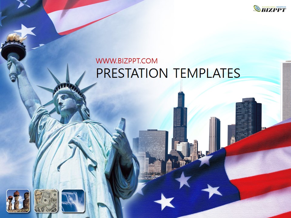 自由女神像――美国旅游行业PPT模板