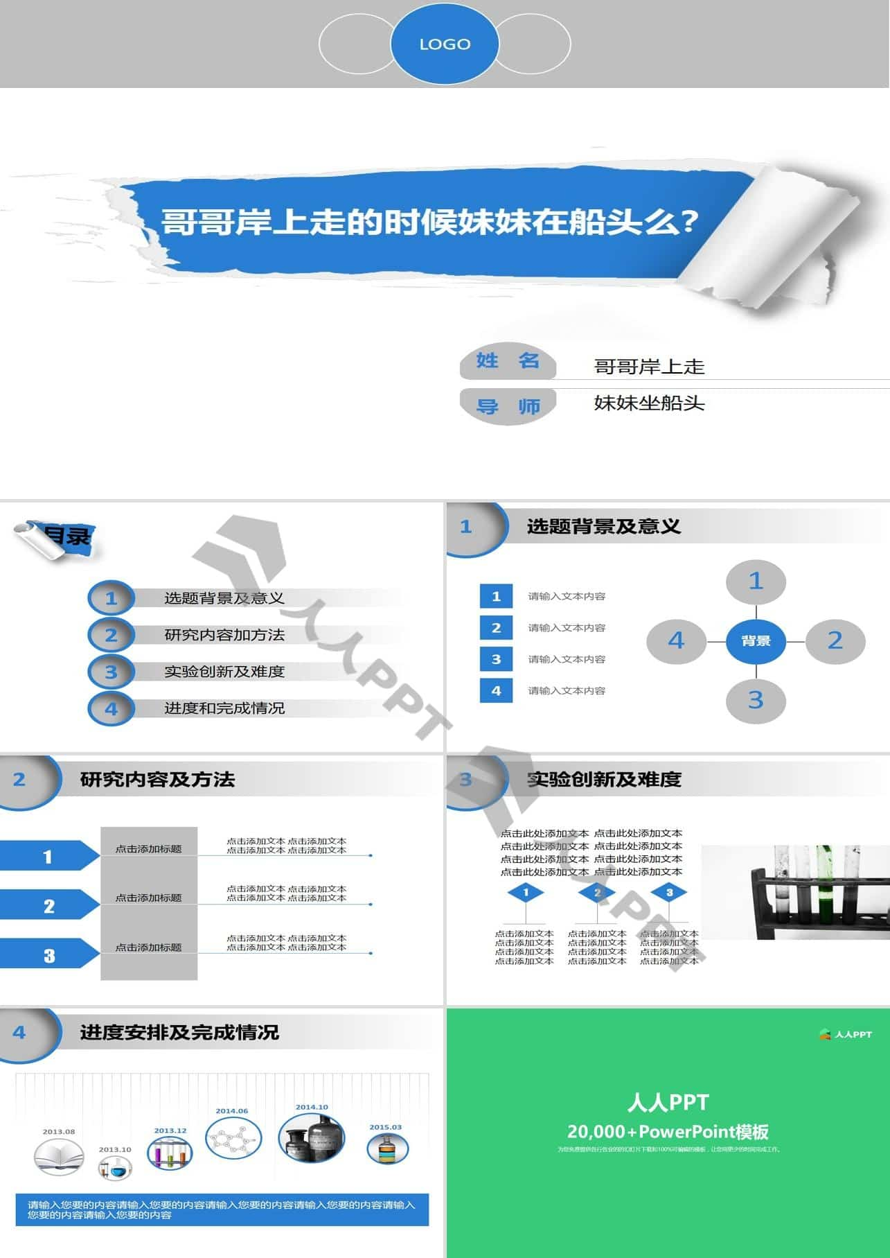 研究课题报告PPT模板长图