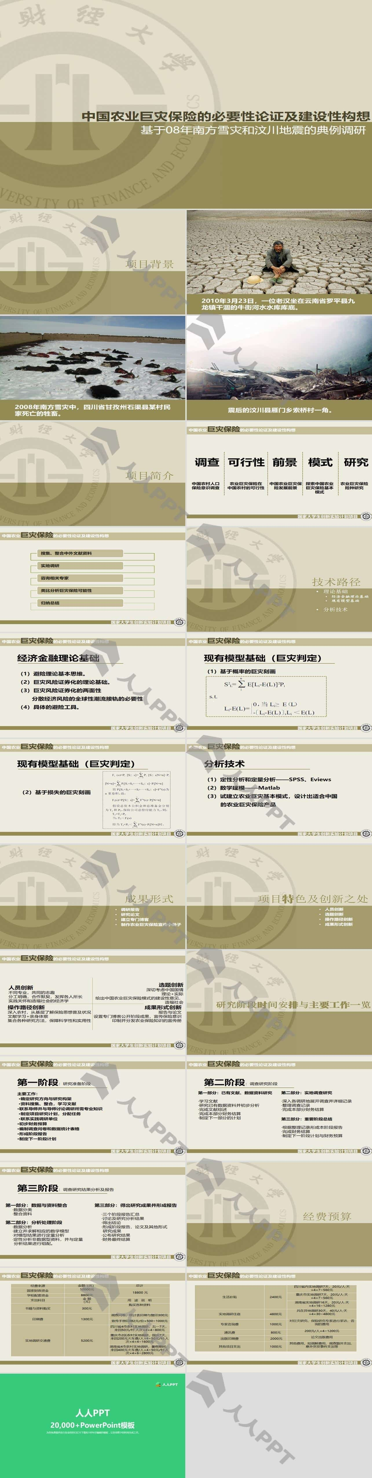 中国农业巨灾保险的必要性论证及建设性构想PPT论文模板长图