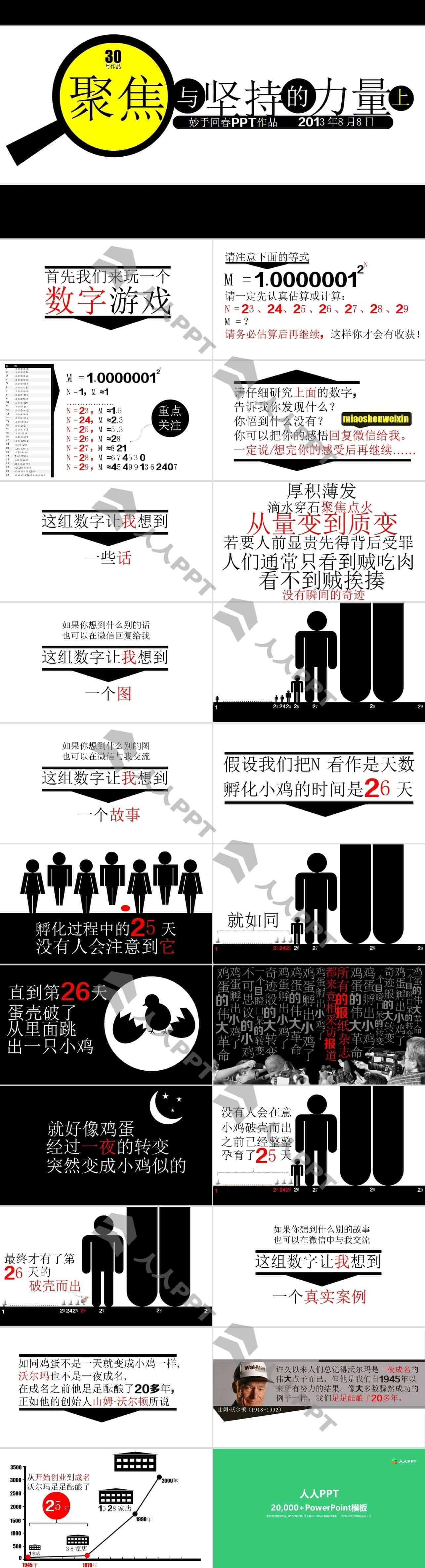 聚焦和坚持的力量――数字游戏哲理类PPT模板长图