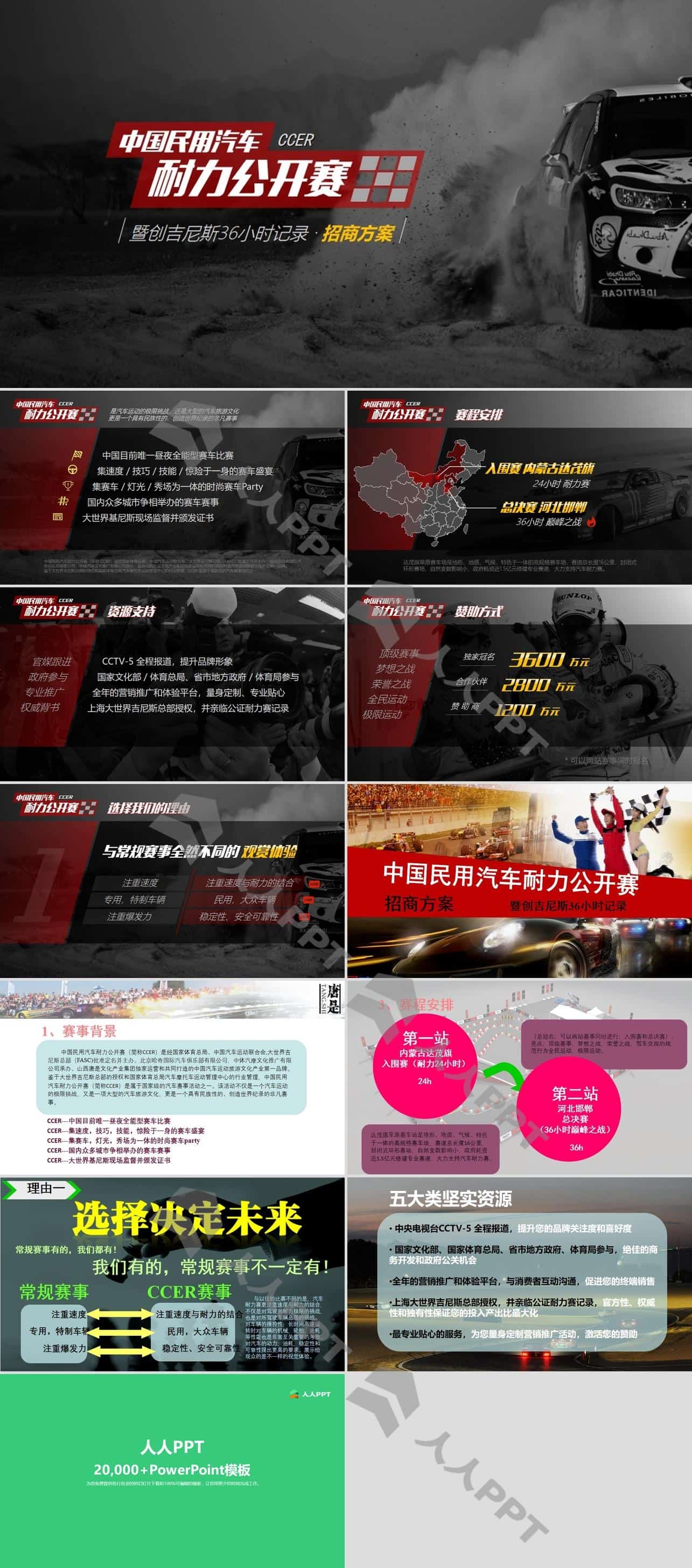 中国民用汽车耐力公开赛活动招商方案PPT模板长图