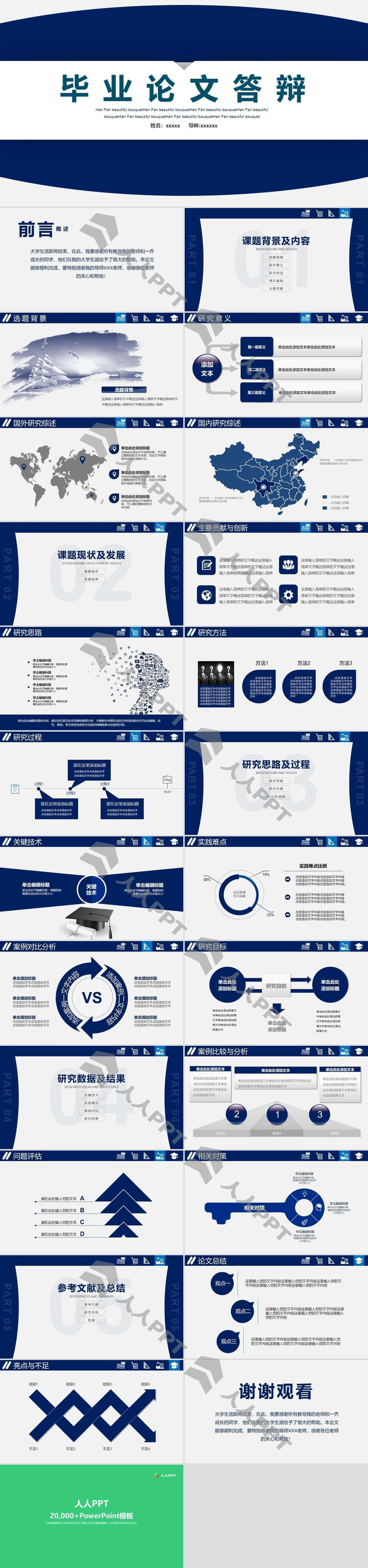 教育教学图标简约大气扁平化通用论文答辩PPT模板长图