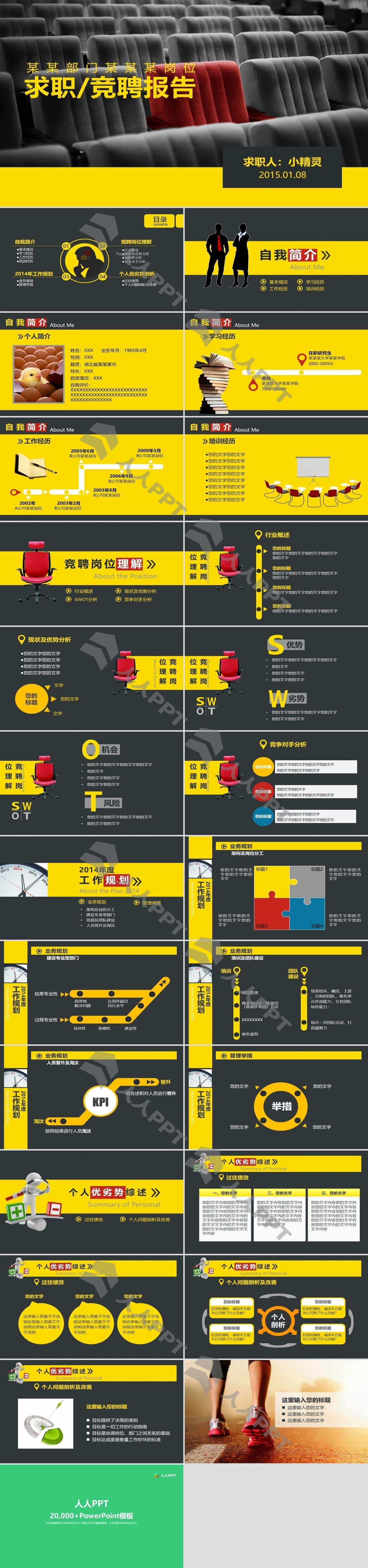 你的独特位置――个人求职简历竞聘报告PPT模板长图