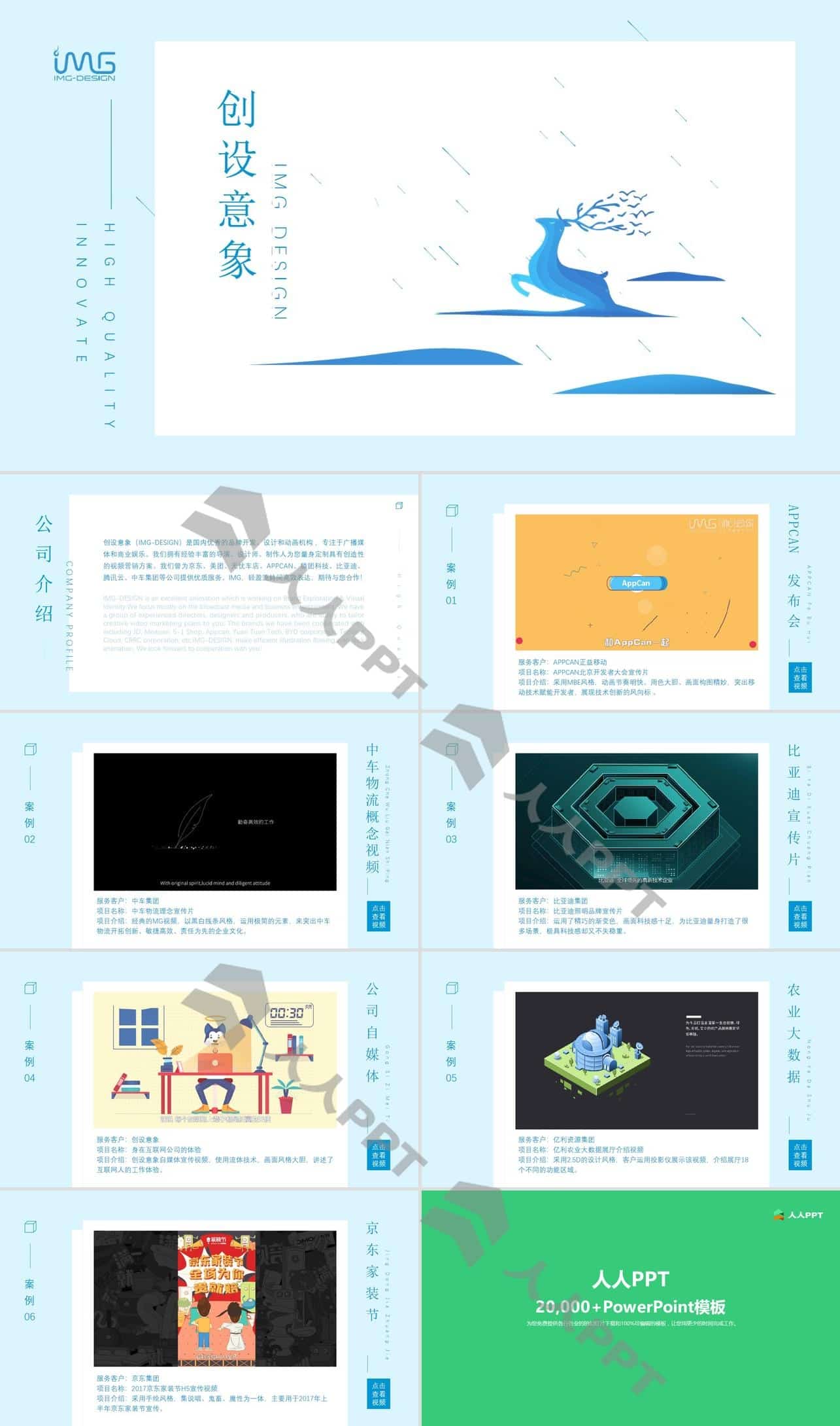 创设意象公司介绍及产品展示官方宣传PPT模板长图