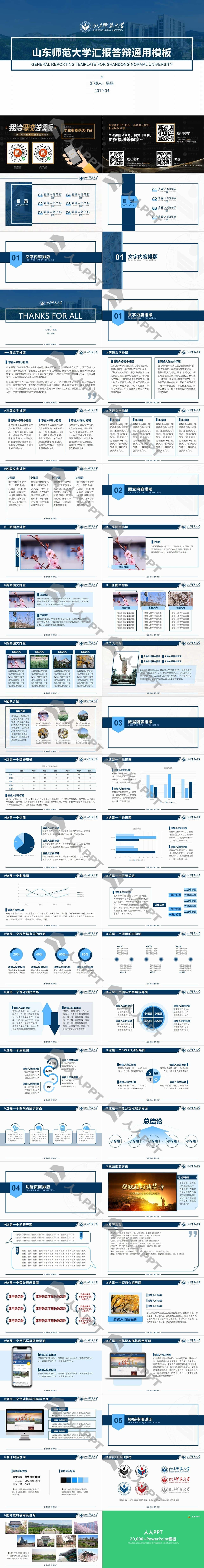 山东师范大学论文答辩PPT模板长图