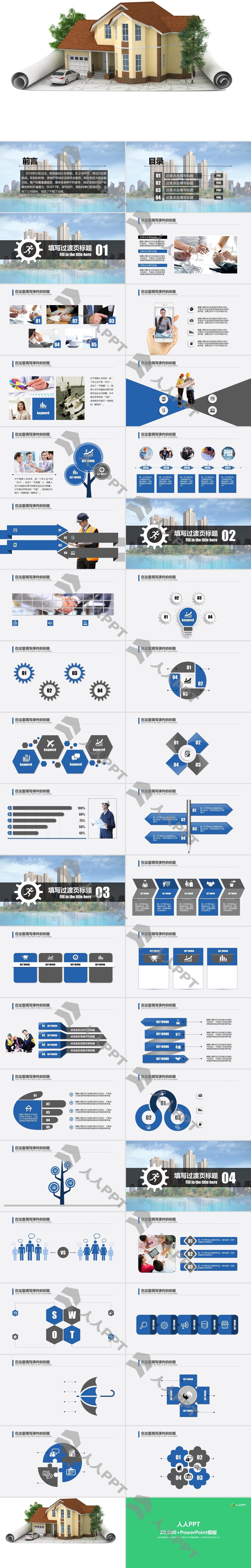 房地产行业数据分析报告PPT模板长图
