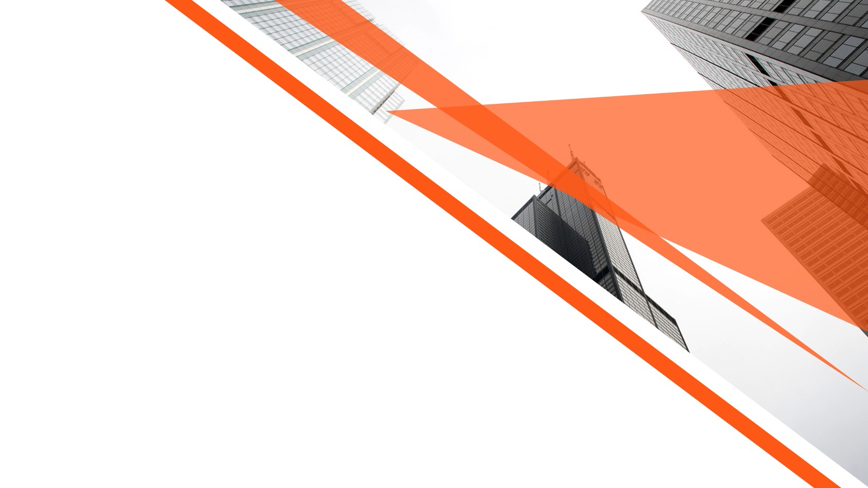 橙色多边形与现代化建筑背景的工作计划PPT模板