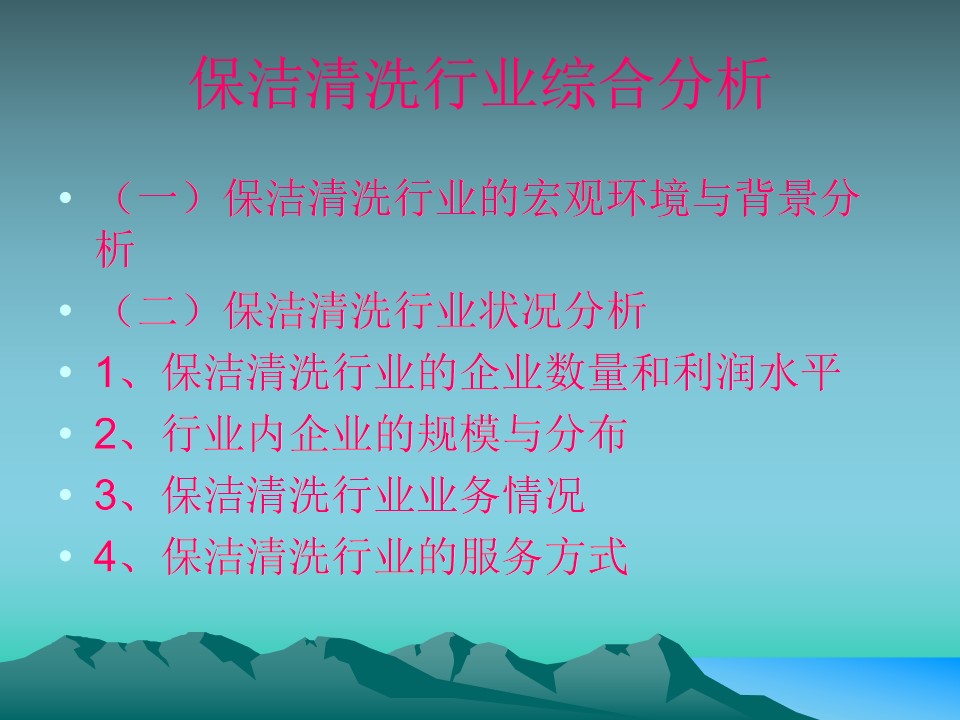 保洁清洗行业综合分析PPT(文字版)