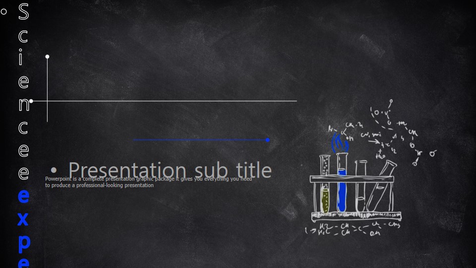 蓝色黑板粉笔手绘科学化学实验PPT课件模板