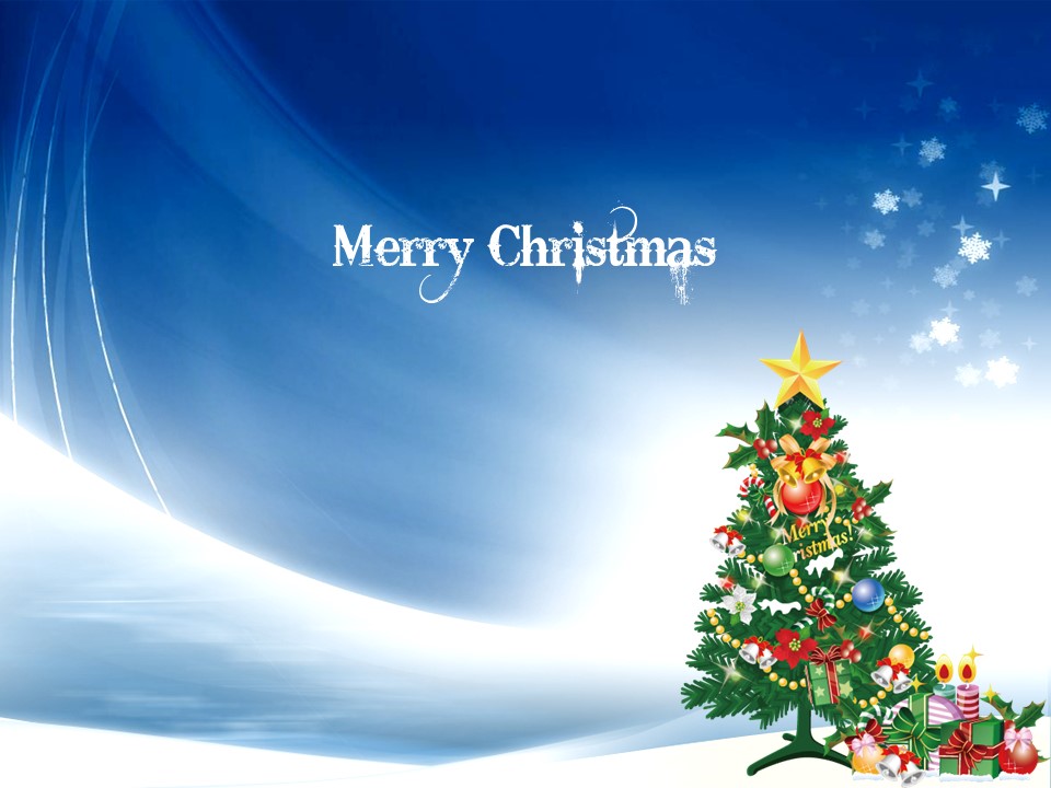 圣诞树背景节日幻灯片 庆祝圣诞节PPT模板