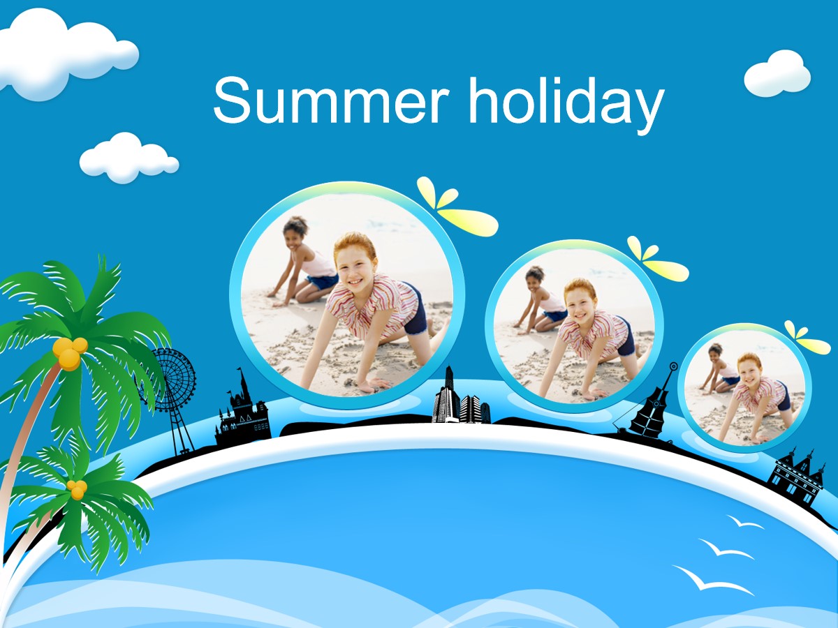 暑假海边度假旅游PPT模板