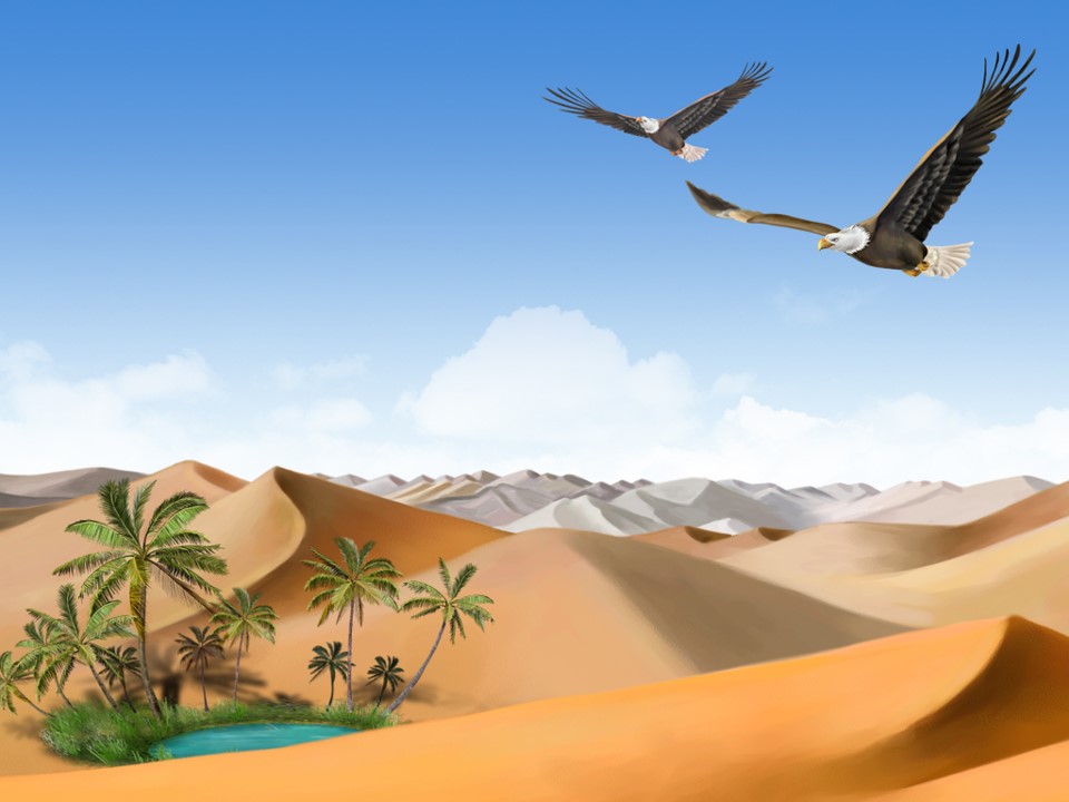 鹰击大漠――沙漠景色PPT模板