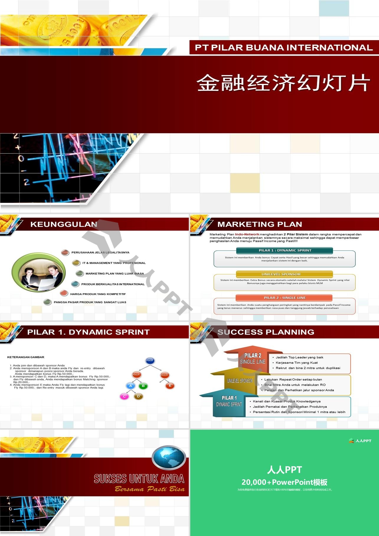 黄金金条背景的欧美金融经济股票PPT模板长图