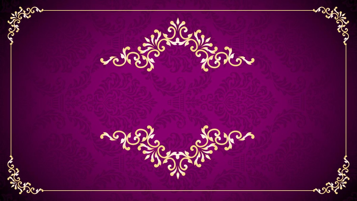 紫色背景金色花纹复古风格PPT模板