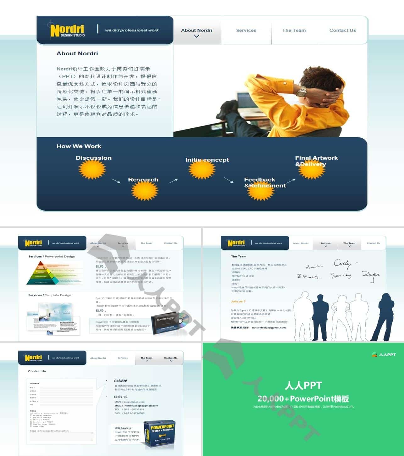 Nordri Design出品web2.0网页动画版PPT模板长图