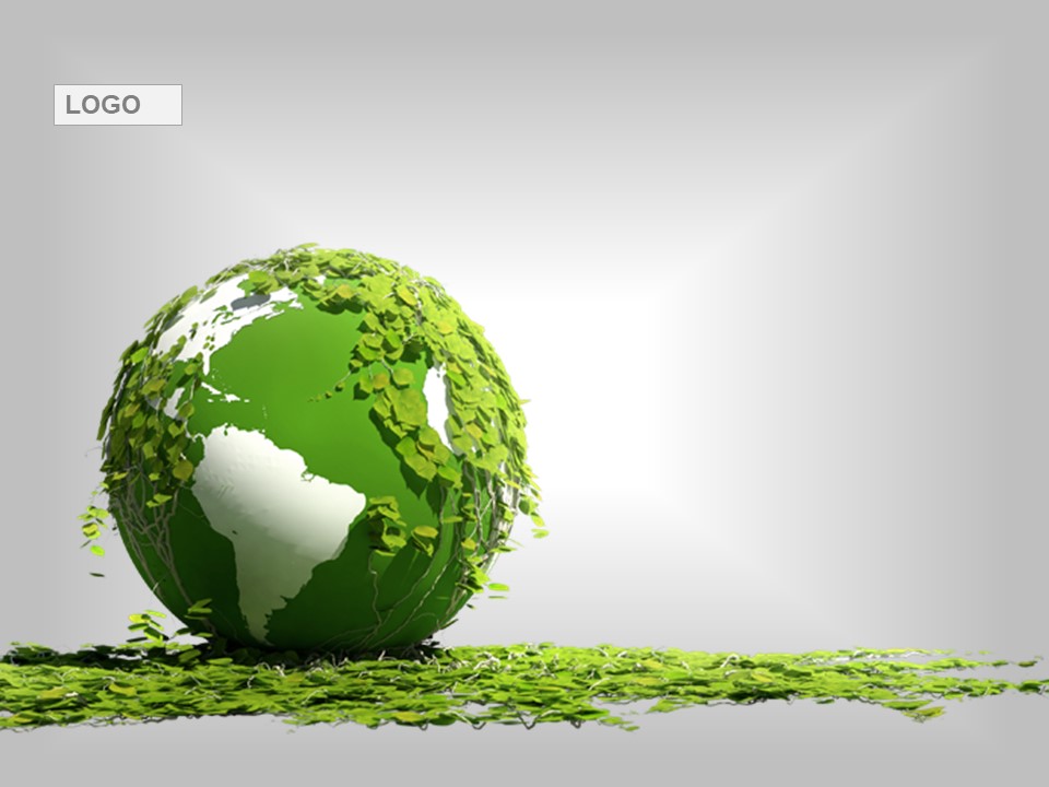 保护环境主题PPT模板 绿色地球背景PPT素材