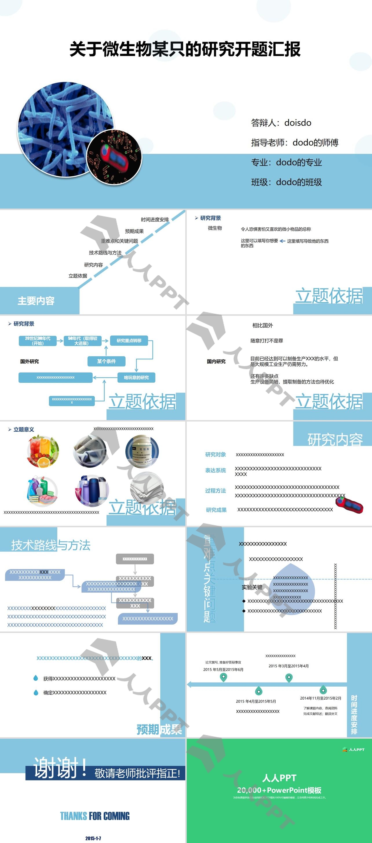 关于微生物的研究开题报告ppt模板长图